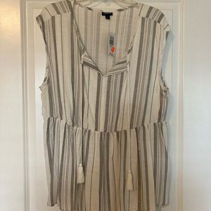 Torrid White and Black Peplum Tank